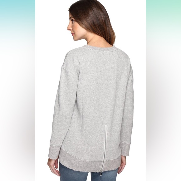 JOES JEANS Leira Hi-Lo Distressed Heather Gray Sweatshirt W/Zipper back size S - Picture 9 of 9